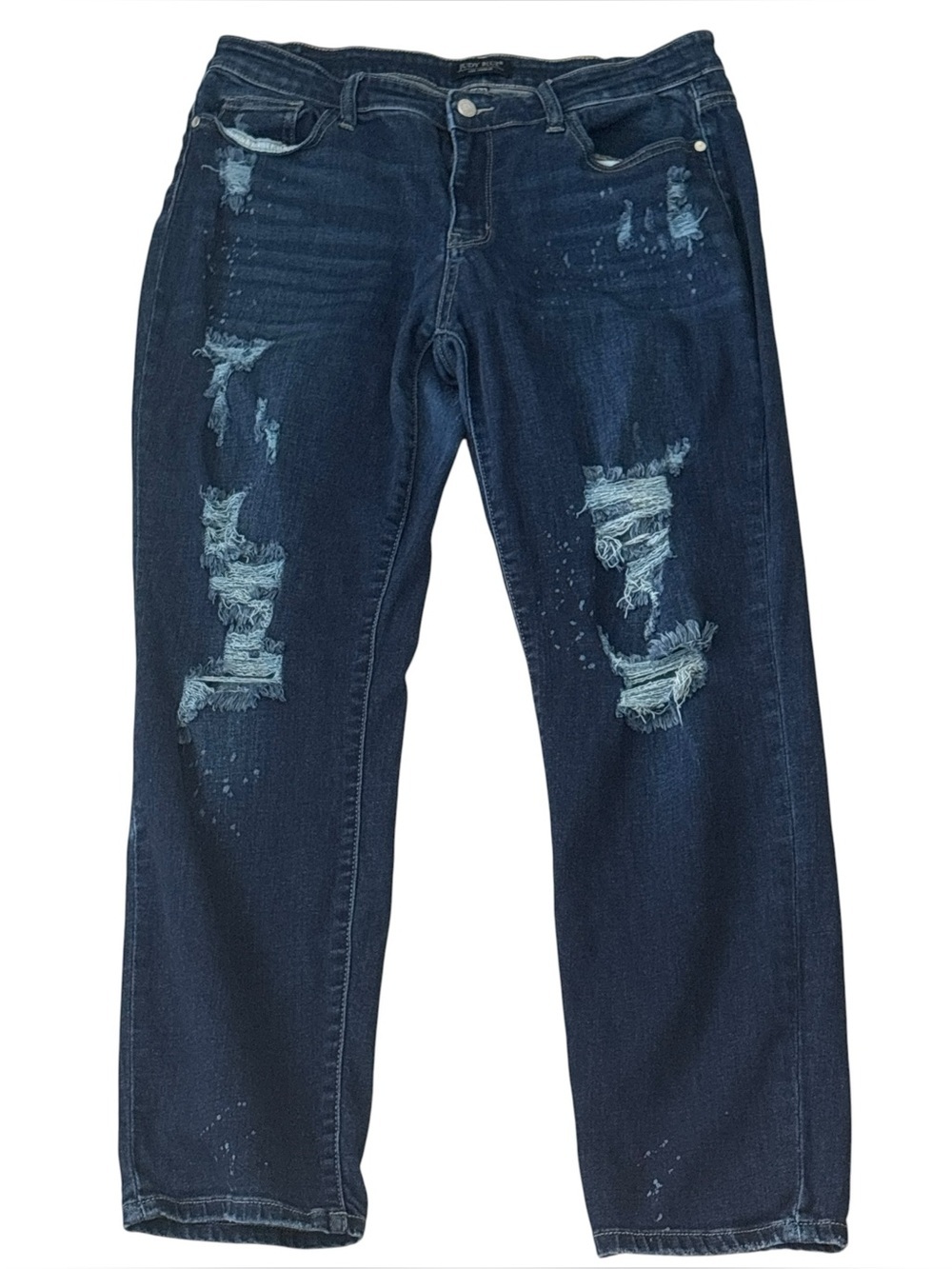 Judy Blue Straight Leg Distressed Denim Jeans Dark Wash Size 15/32 #JB82198DK